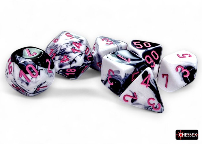 7-Die Polyhedral Set Black-White/Pink